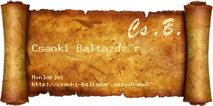 Csanki Baltazár névjegykártya